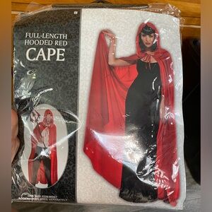 Red Cape Costume for Halloween, Women or Men’s, One Size, Hooded Full Length